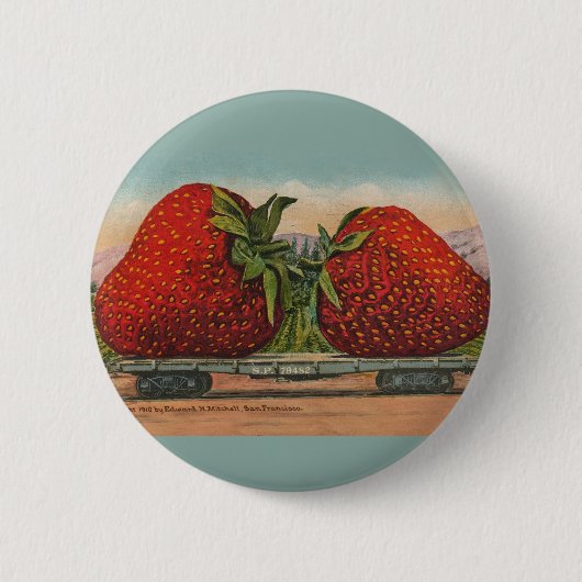 Riesens Erdbeeren Antiquität Früchte Spaß Button (Vorderseite)