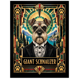 Riesenschnauzer, Art Deco Hund Postkarte