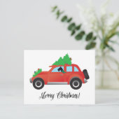 Riesenschnauzer Autofahren - Baum oben Postkarte (Stehend Vorderseite)