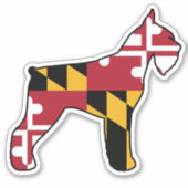 Riesenschnauzer-Dog-Silhouette mit Maryland-Flagge Aufkleber (Vorderseite)