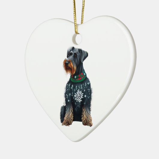 Riesenschnauzer im Weihnachtssüßer Keramik Ornament (Links)