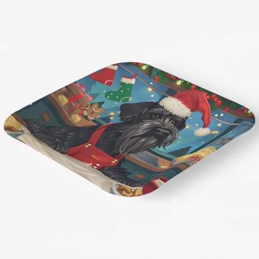 Riesenschnauzer Urlaubbuchen: Weihnachten Pappteller (Gewinkelt)