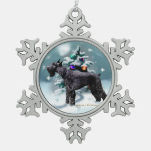 Riesenschnauzer-Weihnachten Schneeflocken Zinn-Ornament