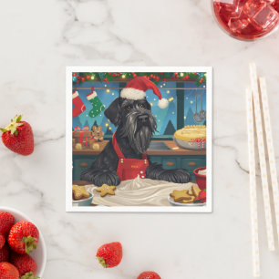 Riesenschnauzer-Weihnachtsbäckerei: Festliches Wei Serviette