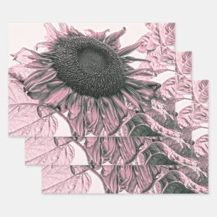 Riesensonnenblumen Vintag Blush Pink Deko Kunst Geschenkpapier Set