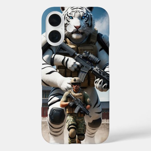 Riesenspezialist humanoid-weißer Tiger Case-Mate iPhone Hülle (Rückseite)