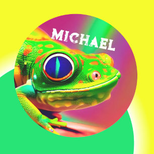 Riesentag Gecko farbenfrohe Lizard Lover Fun Repti Runder Aufkleber