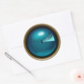 RiesenTintenfisch auf Schiff Sonar Steampunk Nauti Runder Aufkleber (Umschlag)