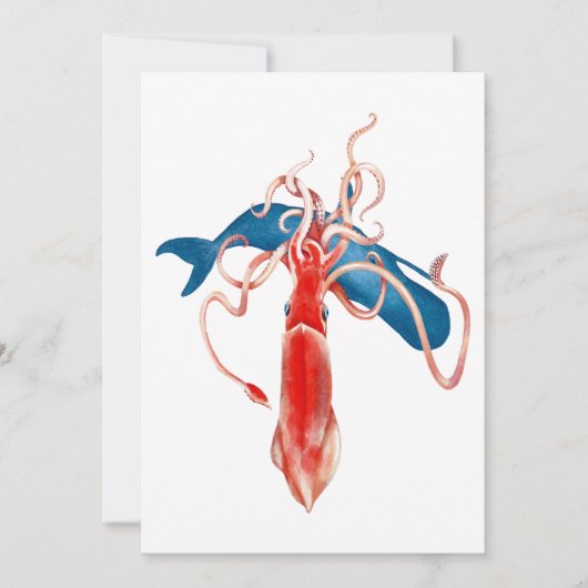 RiesenTintenfisch gegen Whale Feiertagskarte (Vorderseite)