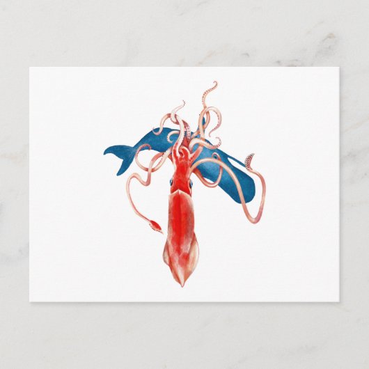RiesenTintenfisch gegen Whale Postkarte (Vorderseite)