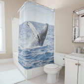 Riesenwal springt aus dem Ozean  Duschvorhang (Beispiel)