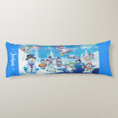 Riesenweihkissen Winterwunderland Schneemänner Seitenschläferkissen (Rückseite)