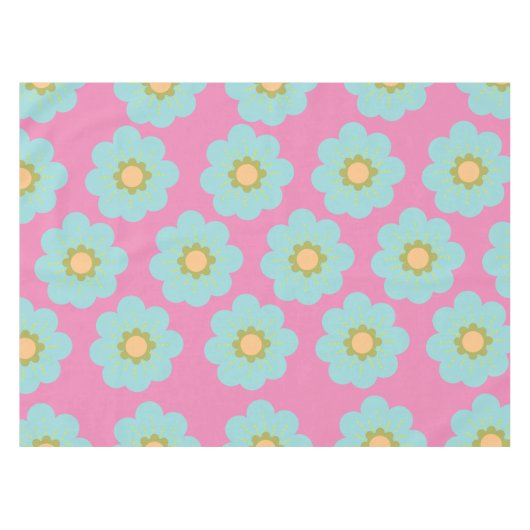 Riesige Blue Hippie-Blume Tischdecke (Vorderseite (Horizontal))
