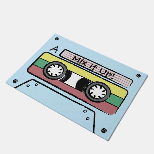 Riesige Cartoon-Hand gezeichnetes Kassetten-Band Fußmatte (Schrägansicht)