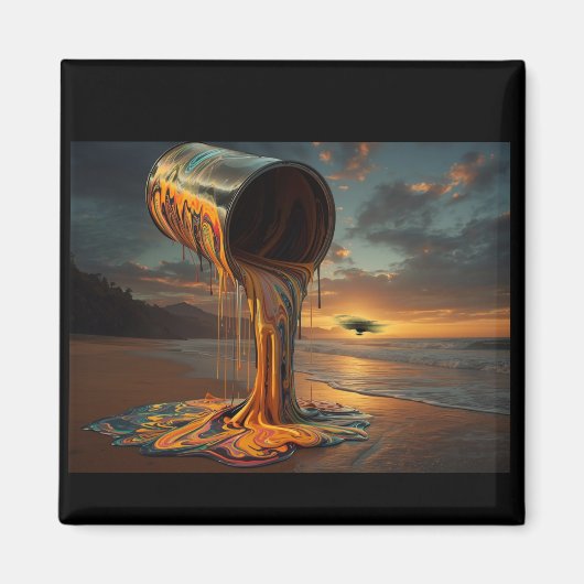 Riesige Farbdose schüttet Farbe auf Sunset Beach Magnet (Vorne)