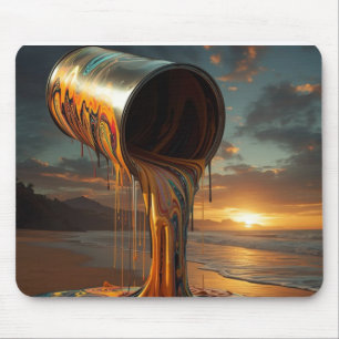 Riesige Farbdose schüttet Farbe auf Sunset Beach Mousepad