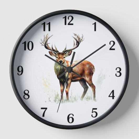 Riesige gezackte Hirschschwarzziffern Uhr (Vorderseite)