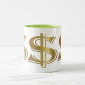 Riesige goldene Dollar-Zeichen-Kaffee-Tasse Zweifarbige Tasse (Mittel)