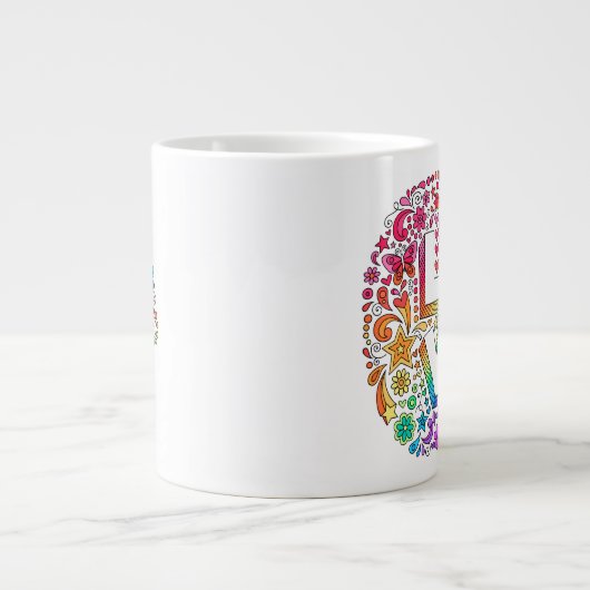 RIESIGE Groovy psychedelische LIEBE kritzelt Tasse (Vorderseite)