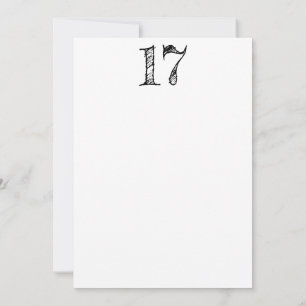 Riesige handgeschriebene Zahl 17 Nummer siebzehn Einladung