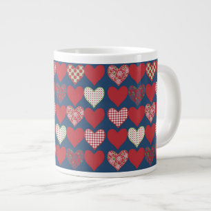 Riesige Kaffee-Tasse, Herzen auf Mitternachtsblau Jumbo-Tasse
