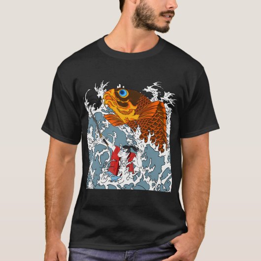 Riesige Koi und Samurai T-Shirt (Vorderseite)