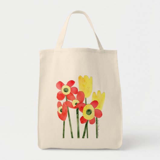 Riesige Leinwand-Tasche Watercolor MOHNBLUMEN und Tragetasche (Vorne)