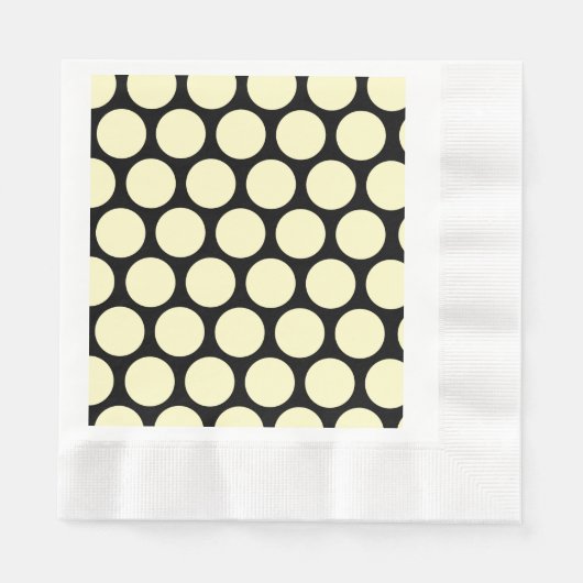 Riesige Lemon Gelbe Polka Punkte auf schwarzen Serviette (Vorderseite)