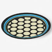 Riesige Lemon Gelbe Polka Punkte + Blau, Oliven + Pappteller (Schrägansicht)