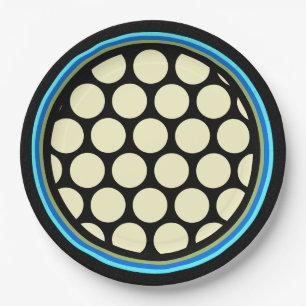 Riesige Lemon Gelbe Polka Punkte + Blau, Oliven +  Pappteller