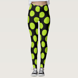 Riesige Limettengrüne Tupfen auf schwarzen Legging Leggings