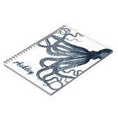 Riesige Marine-Blau-Krake Steampunk personalisiert Notizblock (Linke Seite)