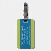 Riesige Monogram Letter T Bright Blue Chevrons Gepäckanhänger (Rückseite vertikal)