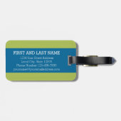 Riesige Monogram Letter T Bright Blue Chevrons Gepäckanhänger (Rückseite horizontal)