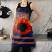 Riesige Orangenblume mit blauen und orangen Streif Schürze