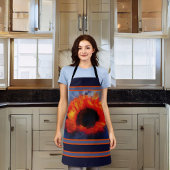 Riesige Orangenblume mit blauen und orangen Streif Schürze