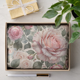 Riesige rosa Rose und Knospen Botanisch Seidenpapier