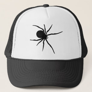 Riesige schwarze Spinne Truckerkappe