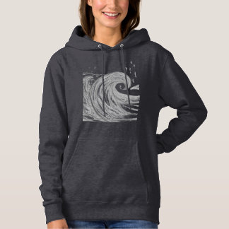 Riesige schwarze und weiße handgezeichnete Meeresw Hoodie