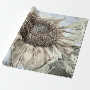 Riesige Sonnenblume Gelb Pastell Chic Vintage Anti Geschenkpapier
