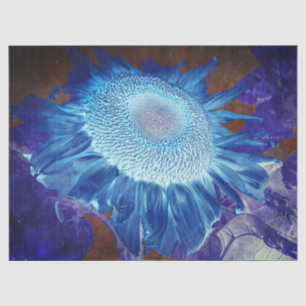 Riesige Sonnenblume Negative Blau Vintage Antiquit Seidenpapier