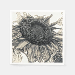 Riesige Sonnenblumen Vintage Sepia Art Decoupage Serviette