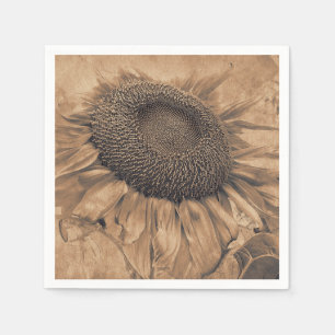 Riesige Sonnenblumen Vintage Sepia Braun Dekorativ Serviette