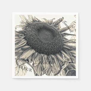 Riesige Sonnenblumen Vintage Sepia Decoupage Schri Serviette