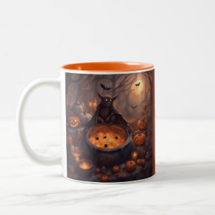 Riesige Vampirfledermaus mit einem Kessel voller S Zweifarbige Tasse