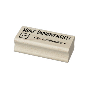"Riesige Verbesserung!" + Tutor-Name Rubber-Briefm Gummistempel