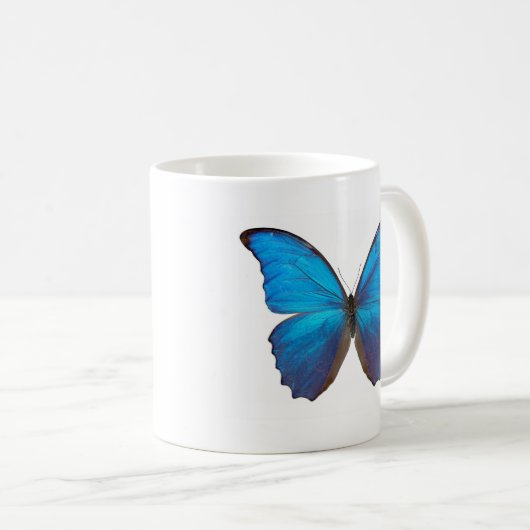 Riesiger blauer Morpho Schmetterling Kaffeetasse (VorderseiteRechts)