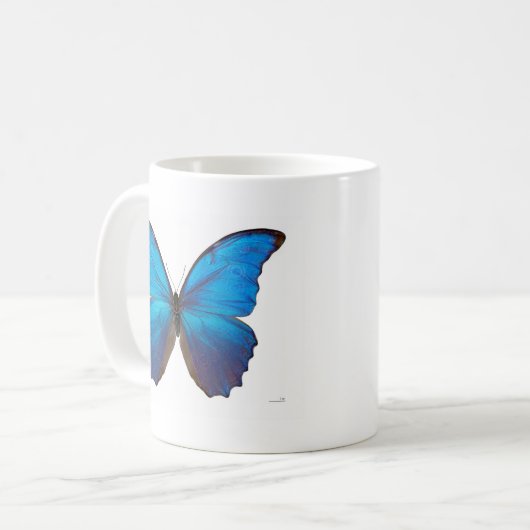 Riesiger blauer Morpho Schmetterling Kaffeetasse (Vorderseite Links)