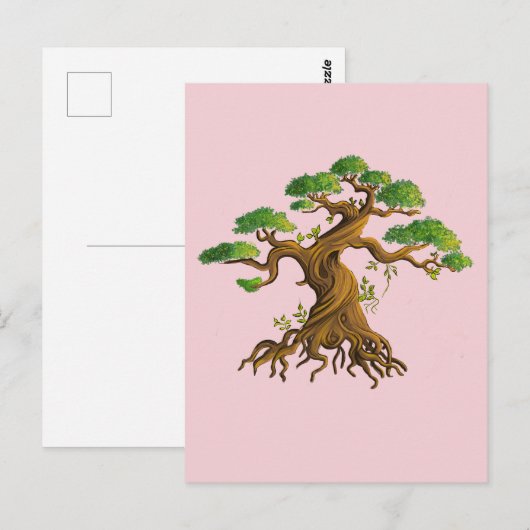 Riesiger Bonzaï in farbiger Zeichnung Postkarte (Vorne/Hinten)