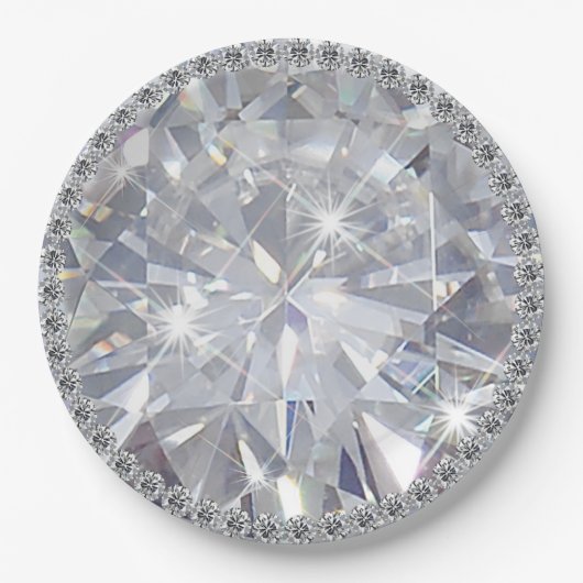 Riesiger Edelstein-Diamant-JuwelSolitaire Pappteller (Vorderseite)